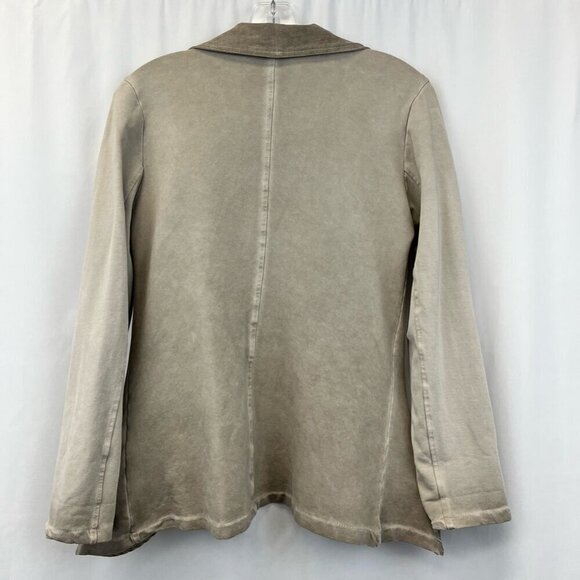 Grey Violet Womens Open Front Jacket Beige Waist Length Stretch Collar Italy M - Picture 6 of 11